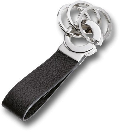 Mbajtëse çelsash Troika Leather Loop 3 Ring Key Click Holder, lëkurë, e zezë