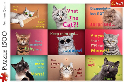 Puzzle Trefl Funny Cat Portraits, 1500 copa, 85 x 58 cm, shumëngjyrësh