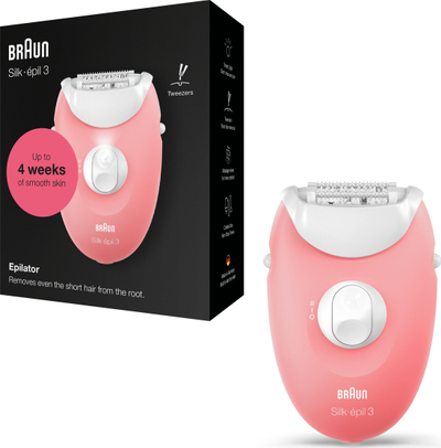 Епилатор Braun Silk Epil 3 SE3176, електричен, со светло, розов