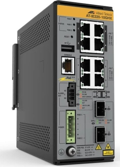 Индустриски свич Allied Telesis IE220-10GHX, L2 Gigabit Ethernet, PoE++, сива