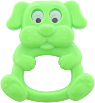 Лежерна играчка ѕвонче за бебиња „Dog Rattle“, во форма на кученце, зелена