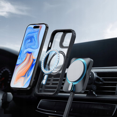 Kapak telefoni ESR Classic Kickstand HaloLock MagSafe, për iPhone 15 Plus, transparent, me këmbë mbajtëse