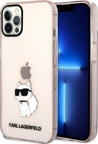 Kapak telefoni Karl Lagerfeld KLHCP12MHN, për iPhone 12 / 12 Pro, Choupette, rozë transparent