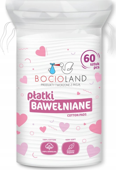 Disko pambuku kozmetike Bocioland, 100% pambuk, 60 copë, të bardha