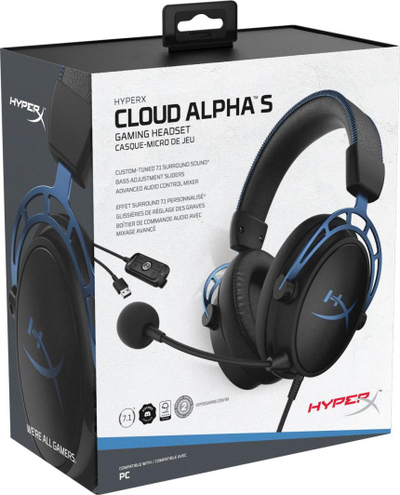 Kufje HyperX Cloud Alpha S (HX-HSCAS-BL / WW), 27,000 Hz, të zeza