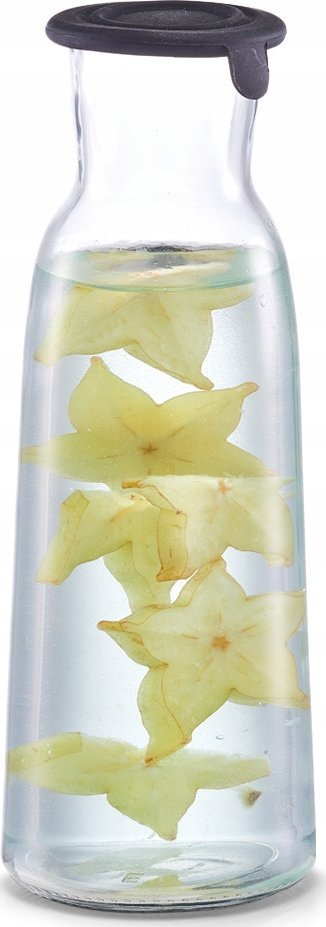 Karaffë qelqi për pije të ftohta, 1000 ml, me kapak, e zezë