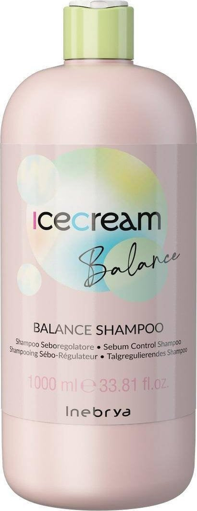 Shampo flokësh Inebrya Ice Cream Balance për kokë të yndyrshme, 1000 ml