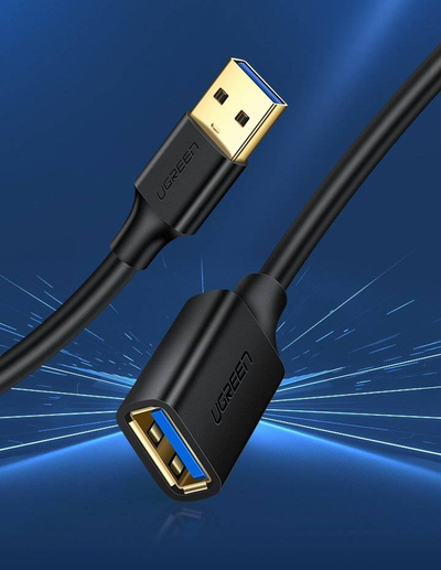 Kабел USB Ugreen 10368B, USB A во USB A, 1 m, црн