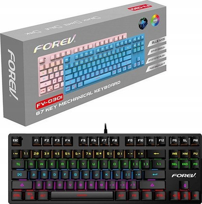 Механичка тастатура Forev FV-Q301, 87 тастери, RGB, црна