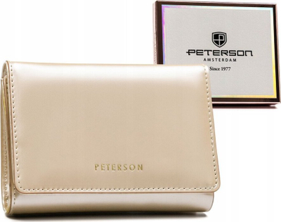 Portofol për gra Peterson, lëkurë ekologjike, RFID, bezhë e hapur