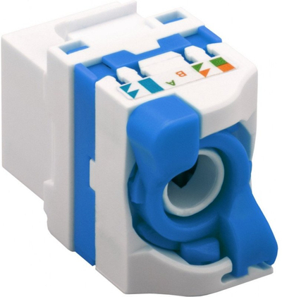 Modul Keystone Techly SELF CLAMPING RJ45, Cat.6A U UTP, PoE, i bardhë blu