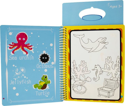 Libër ngjyrosje Yiqi Magic Water Drawing Book Ocean World, karton, për kalamaj 3+, blu