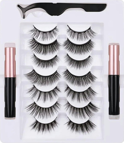 Set qerpikësh magnetikë AG851B, 7 palë, eyeliner dhe pincetë, i zi
