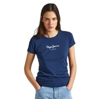 Bluzë gocash Pepe Jeans Logo TShirt, me mëngë të shkurtra, pambuk, blu