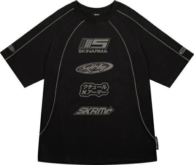 Set Skinarma T-shirt Delta M, bluzë M, çantë për kufje, mbështjellës mbrojtës, e zezë