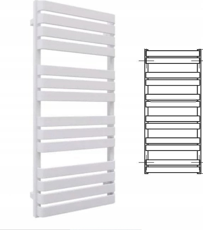 Radiator banjoje Terma Warp T Cotonn, 1110x500mm, çelik, i bardhë