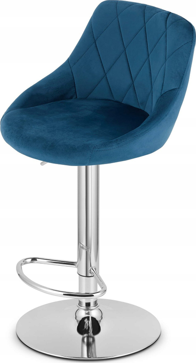 Tabure bar LEOBERT Kast, set 2 copë, 54x40x49 cm, kadife blu navy, bazë kromi