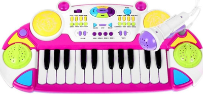 Piano lodër Ramiz Canhui Toys, me mikrofon dhe daulle, me stol, rozë