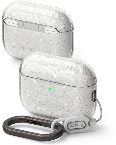 Mbulesë mbrojtëse Ringke Air Series për AirPods Pro 3, TPU i butë, Glitter Clear, transparente