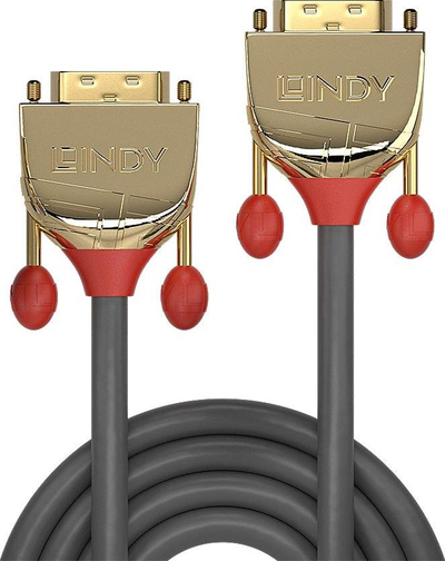 Kabllo video Lindy Gold Line DVI D Dual Link, 15m, e zezë