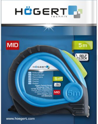 Метар штека Högert Technik HT4M425, 5m x 19mm, self lock, жолт