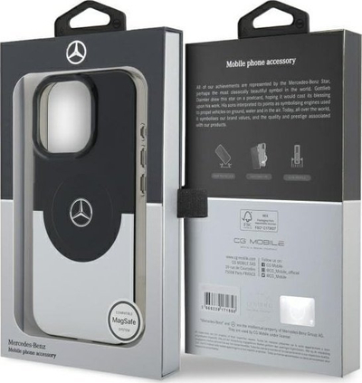 Kapotë Mercedes MagSafe për iPhone 16 Pro 6.3", Double Layer, e zezë me argjend