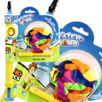 Сет водени балони MEGA CREATIVE Water Bomb 512621, пумпа за полнење, околу 40 балони, повеќебојни