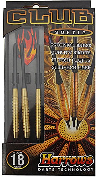 Стрелки за дарт Harrows Club Brass Soft Tip, 18 g, сет, портокалова и црна