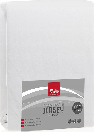 Çarçaf fitted Miss Lucy Jersey, 160x200cm, 100% pambuk, i bardhë