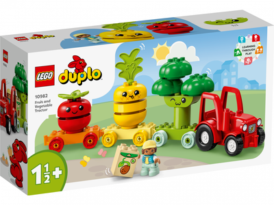 Set lodrash Lego Duplo First Fruit and Vegetable Tractor 10982, për fëmijë 18+ muaj, shumëngjyrësh