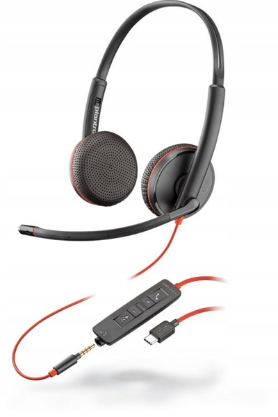 Kufje Plantronics Blackwire C3225, me mikrofon, me kabllo, të zeza