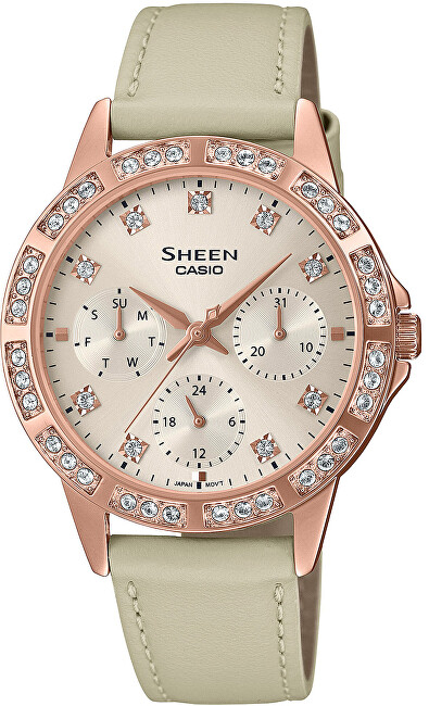 Orë dore për femra Casio Sheen, bezhë