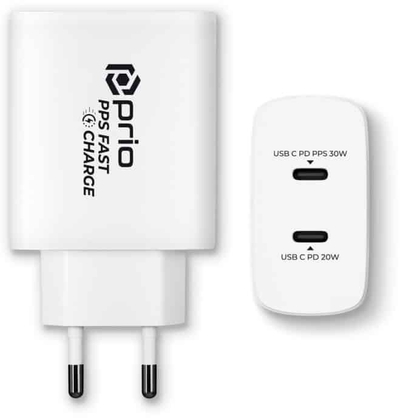Karikues USB Prio 50W, 2x USB C, PD PPS, i bardhë