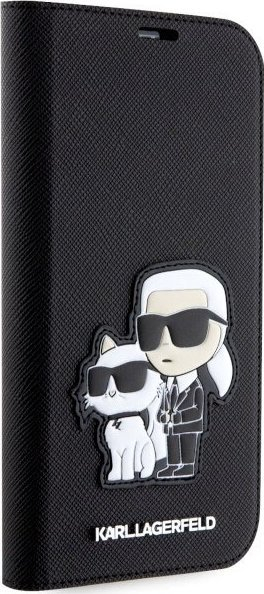 Këllëf libri Karl Lagerfeld KLBKP14XSANKCPK për iPhone 14 Pro Max, lëkurë Saffiano, me xhepa për karta, i zi