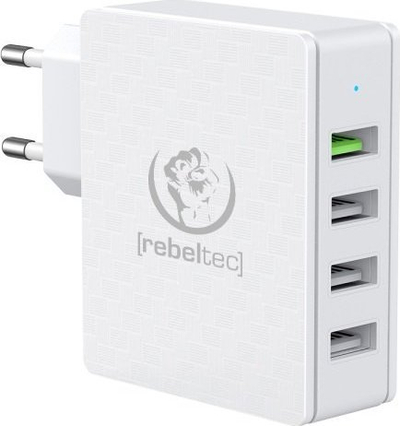 Karikues muri Rebeltec H410 Turbo me 4 porta USB, QC3.0, i bardhë
