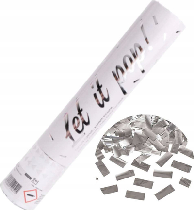 Top konfeti Let It Pop, 28 cm, konfeti argjendi