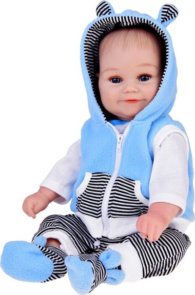 Kukull realiste bebe djalë 50cm ZA5357, që qesh, trup i butë