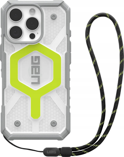 Set mbrojtës UAG Pathfinder MagSafe për iPhone 16 Pro, me litar dore, neon i verdhë transparent