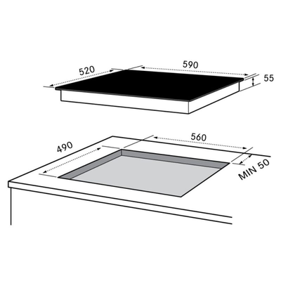 Pllakë montuese Midea vc 605, 60 cm