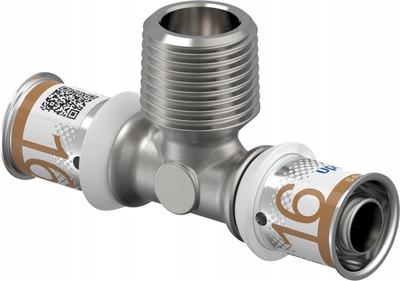 Pjesë T Uponor S-Press Plus 16-1/2"-16, filetë jashtme, metalike