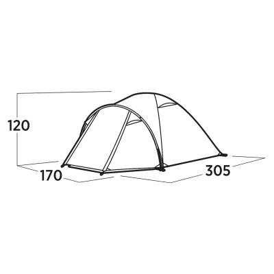 Çadër kampingu Easy Camp Setesdal 3, për 3 veta, me verandë të madhe, jeshile
