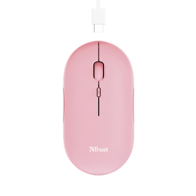 Maus TRUST PUCK, optik, 1600 DPI, USB + Bluetooth, rozë