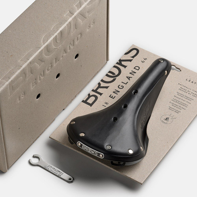 Selino biçiklete Brooks B17 Narrow, lëkurë natyrale, shina çeliku, e zezë