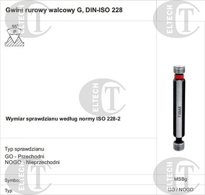 Gojzi kontrollus Fanar MSBG GO/NOGO G 1", DIN ISO 228, metal