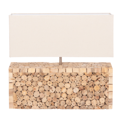 Lampë tavoline Twiggy HM4437, 50.5x16x45.5 cm, bazë dru natyral, abazhur krem