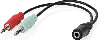 Kabllo audio ndarës Nedis CAGB22160BK02, 0.12m, 3.5mm në 2 x 3.5mm, e zezë