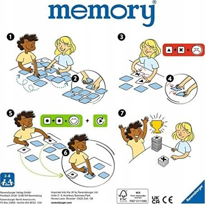 Lojë memorie Ravensburger Animal Babies Memory, 64 karta, 3+ vjeç, blu