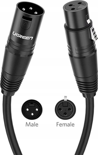 Kabllo audio Ugreen 20710B XLR në XLR, 2m, e zezë