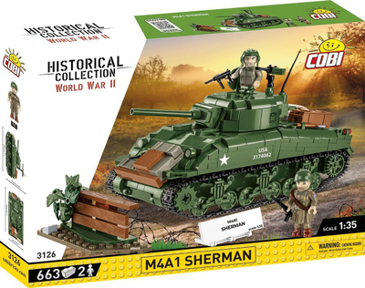Set ndërtimi Cobi M4A1 Sherman, shkalla 1:35, model tank, shumëngjyrësh