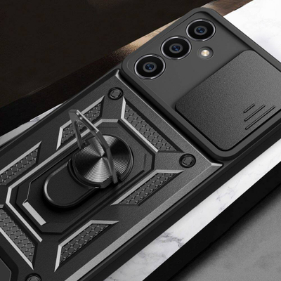 Këllëf telefoni Tech-Protect Camshield Pro për Samsung Galaxy A05s, unazë 360°, mbrojtës kamere, i zi